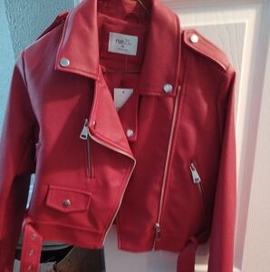 Never worn red leather jacket